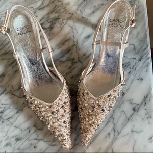 Carlo Ferllini sling back formal crystal shoes